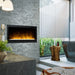 Dimplex Multi-Fire 36" Slim Linear Electric Fireplace - installed in a gray stone tile wall beside a window