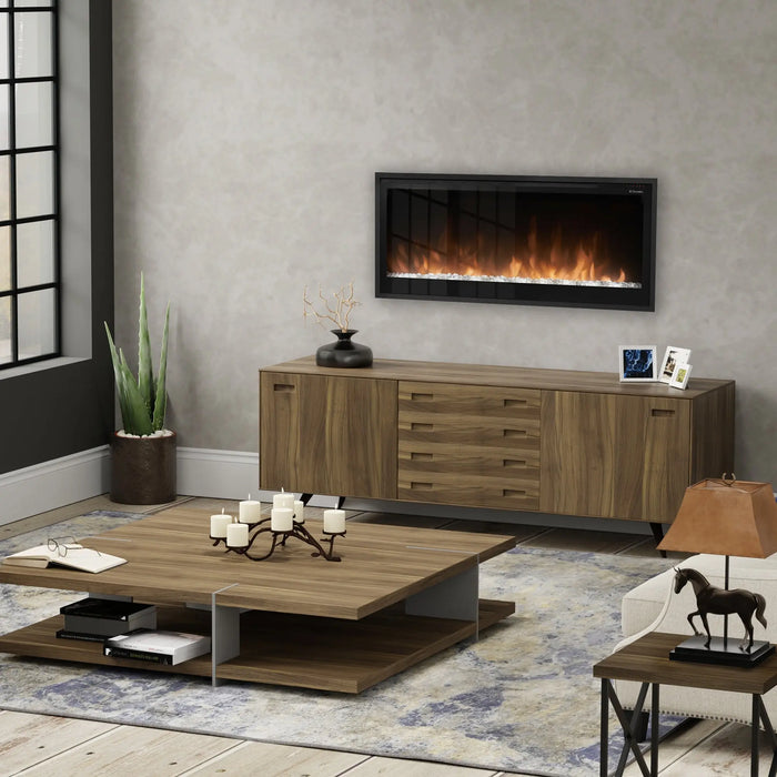 Dimplex Multi-Fire 42" Slim Linear Electric Fireplace - wall-mounted above a sideboard in a living room