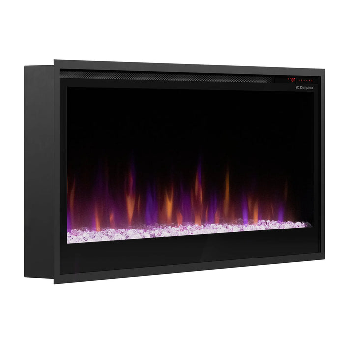 Dimplex Multi-Fire 42" Slim Linear Electric Fireplace - angled view from the left with purple flame