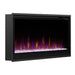 Dimplex Multi-Fire 42" Slim Linear Electric Fireplace - angled view from the left with purple flame