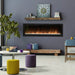 Dimplex Multi-Fire 60" Slim Linear Electric Fireplace - wall-mounted on a blue-gray wall in a lounge