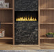 Dimplex Optimyst RGB Pro Box 40" Vapor Fireplace - installed in a dark marble wall between wood shelving