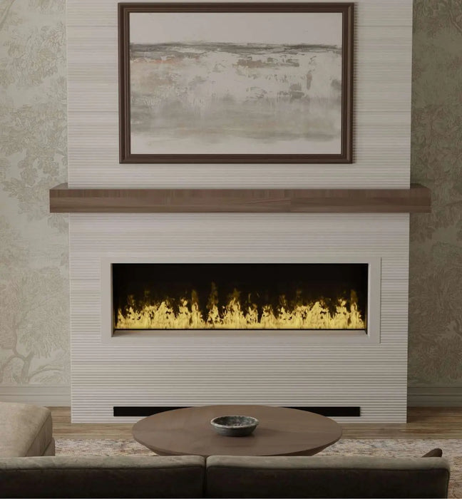 Dimplex Optimyst RGB Pro Box 60" Vapor Fireplace - installed below a wood mantel