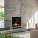 Dimplex Optimyst e-MatriX 35" Electric Firebox, Front-Facing FEF3226L1 - installed in a gray stone tile chimney wall