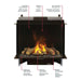 Dimplex Optimyst e-MatriX 37" Electric Firebox, Left-Facing FEF3226L2L - feature callout diagram in English and French