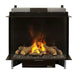 Dimplex Optimyst e-MatriX 39" Electric Firebox, Three-Sided Bay FEF3226L3 - front view with logs and three-sided glass