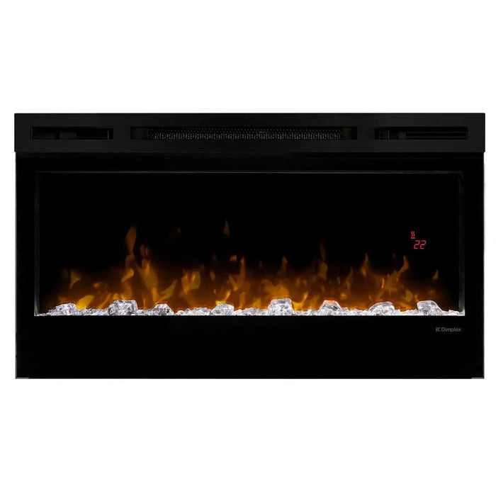 Dimplex Prism Linear Electric Fireplace - front view with orange flames