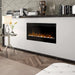 Dimplex Prism Linear Electric Fireplace - wall mounted on a white wall above a console