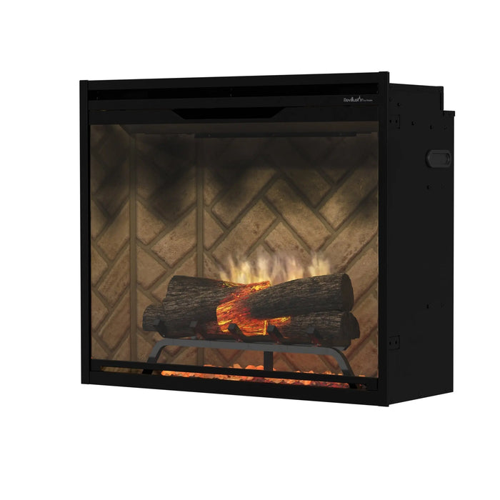 Dimplex Revillusion 30" Built-In Electric Firebox, Herringbone REV30-HB - angled view from the right