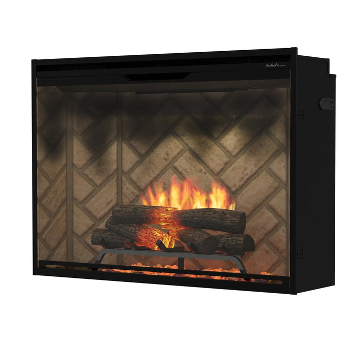 Dimplex Revillusion 42" Built-In Electric Firebox, Herringbone REV42-HB - angled view from the right