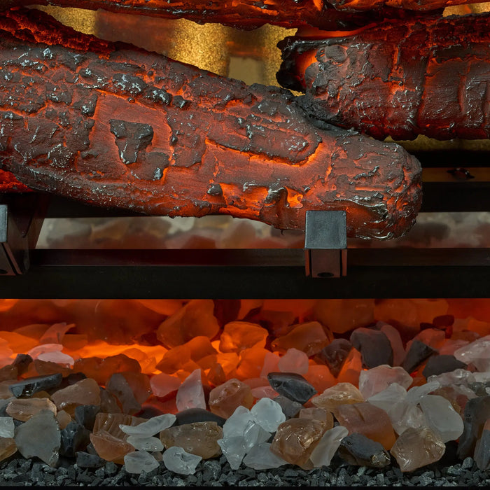 Dimplex Revillusion Built-In Electric Firebox - close-up of the logs and glowing ember bed