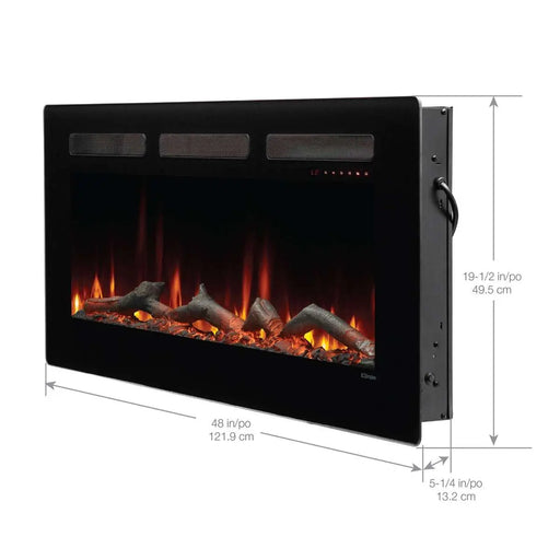 Dimplex Sierra Linear Electric Fireplace - angled view with dimensions