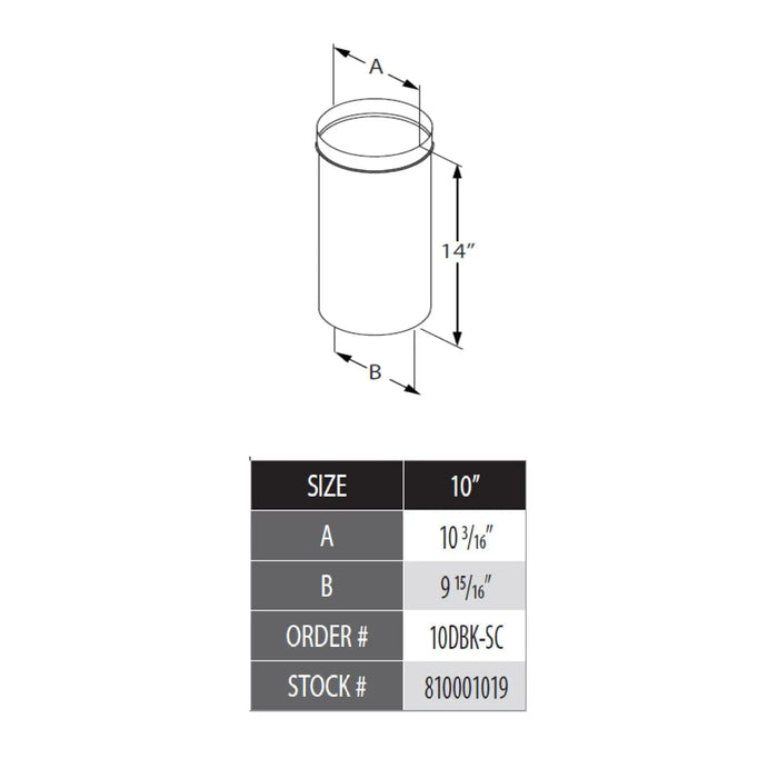 DuraVent 10" Inner Diameter DuraBlack Slip Connector