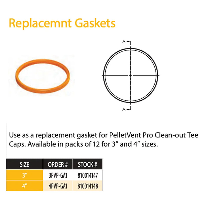 DuraVent 3"-4" PelletVent Pro Clean-out Tee Caps With Replacement Gasket