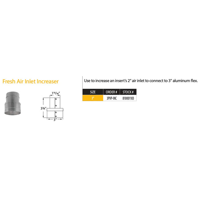 DuraVent 3" Inner Diameter PelletVent Pro Fresh Air Inlet Increaser