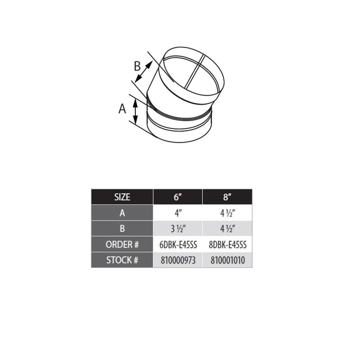 DuraVent 45-Degree Stainless Steel DuraBlack Elbow