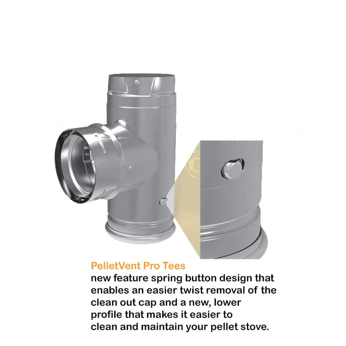 DuraVent 4" Inner Diameter PelletVent Pro Increaser Tee With Clean-Out Tee Cap DuraVent Dreamwood Living
