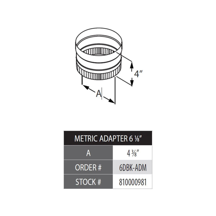 DuraVent 4" Length DuraBlack Stovetop Metric Adapter
