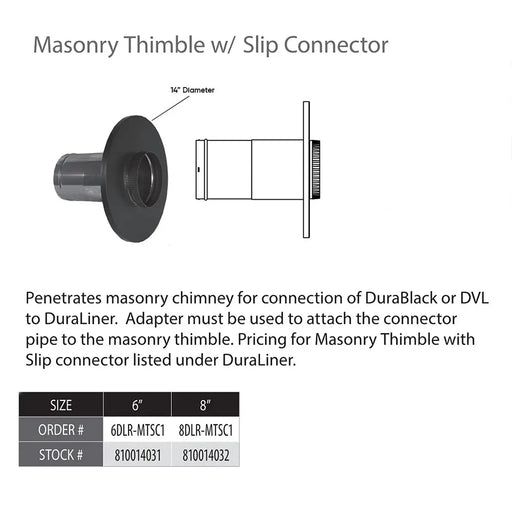 DuraVent DLR-MTSC1 DVL Masonry Thimble with Slip Connector DuraVent Dreamwood Living