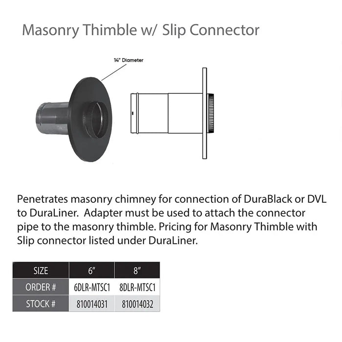 DuraVent DLR-MTSC1 DVL Masonry Thimble with Slip Connector DuraVent Dreamwood Living