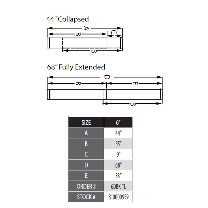 DuraVent DuraBlack 6" Diameter Telescoping Length With Trim DuraVent Dreamwood Living