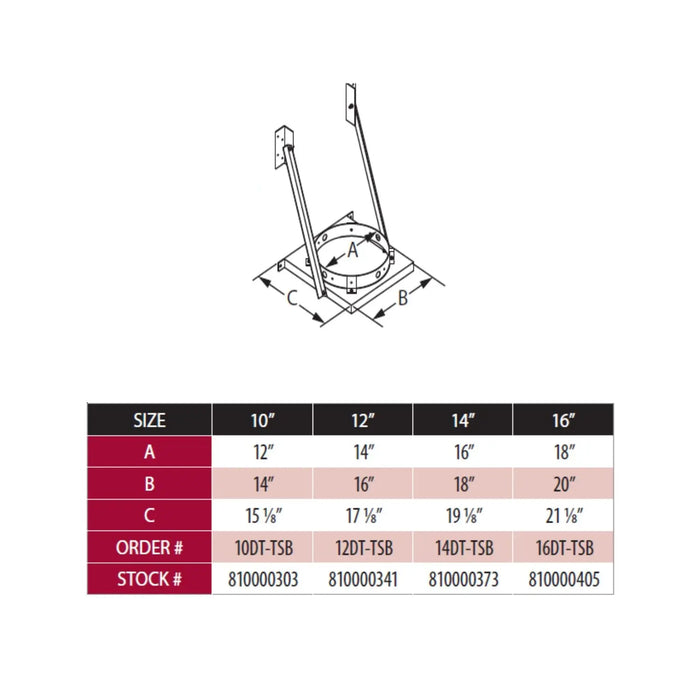 DuraVent DuraTech 10" Diameter 10DT-TSB Tee Support Bracket