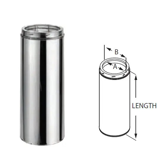 DuraVent DuraTech 6" Diameter Stainless Steel 60" Pipe Length 6DT-60SSCF All Fuel Chimney Pipe