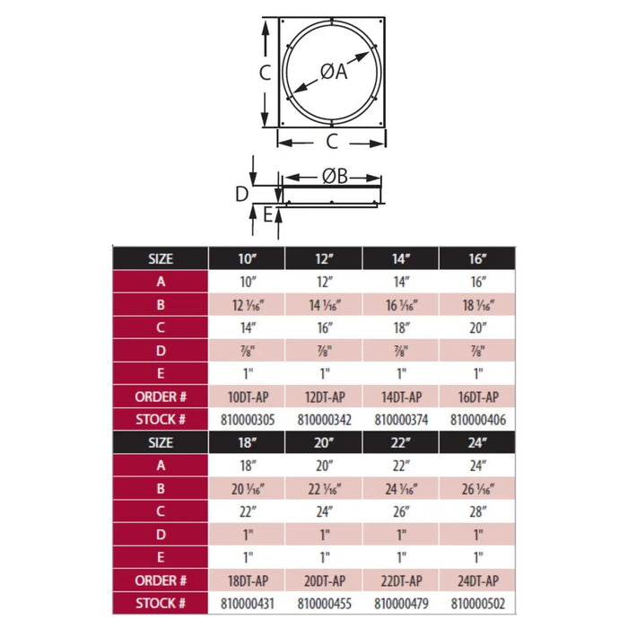 DuraVent DuraTech LDC 18" Anchor Plate With Damper