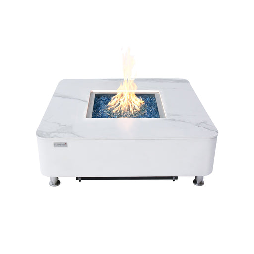 Elementi Plus Annecy 42" Marble Porcelain Fire Table, Bianco White - OFP101 Elementi Plus Dreamwood Living