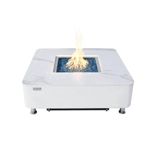 Elementi Plus Annecy 42" Marble Porcelain Fire Table, Bianco White - OFP101 Elementi Plus Dreamwood Living