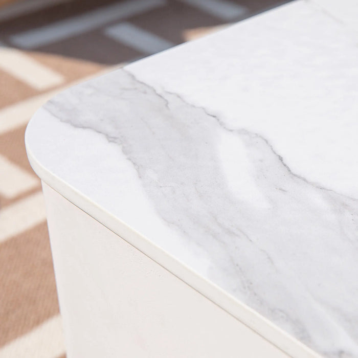 Elementi Plus Annecy 42" Marble Porcelain Fire Table, Bianco White - OFP101 Elementi Plus Dreamwood Living