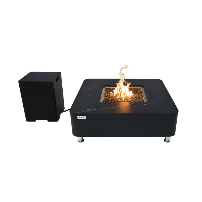 Elementi Plus Annecy 42" Marble Porcelain Fire Table, Bulgaria Black - OFP101BB Elementi Plus Dreamwood Living