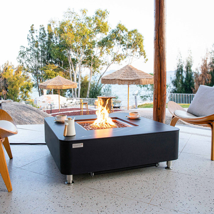 Elementi Plus Annecy 42" Marble Porcelain Fire Table, Bulgaria Black - OFP101BB Elementi Plus Dreamwood Living