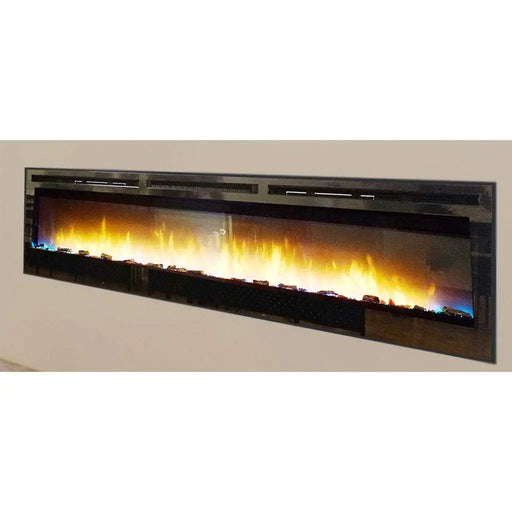 Empire 74" Nexfire Linear Electric Fireplace, electric fireplace, front view with flames