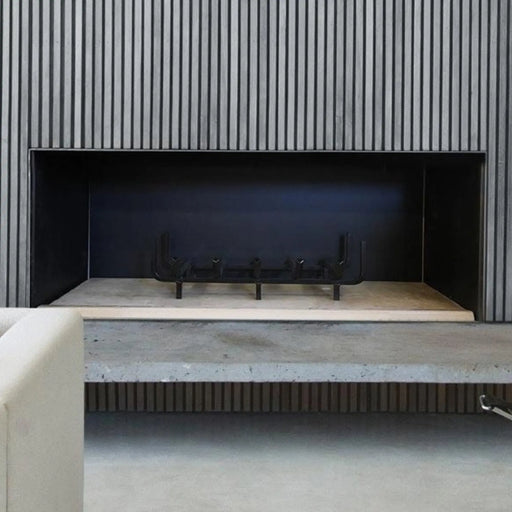 Empire Aspen 60" Linear Wood Firebox, linear wood firebox with black liner, close view