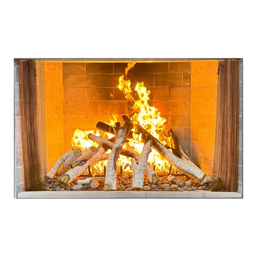 Empire Aspen 60" Traditional Wood Firebox, wood fire burning, front view