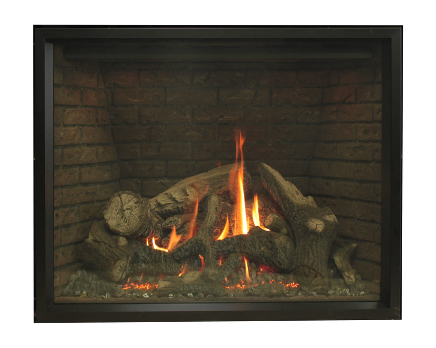 Empire Rushmore 50" Clean Face Direct Vent Gas Fireplace, front view with logs, close