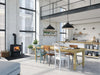 Empire Stove 24" Gateway 1700 Freestanding Wood Burning Stove, stove in an open dining and living room