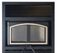 Empire Stove Door Overlay Options for St. Clair, nickel door overlay installed