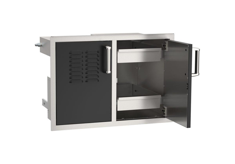 Fire Magic 30" 53930BSC-12T Echelon Black Double Access Door w/ Dual Drawers, Louvers And Tank Tray