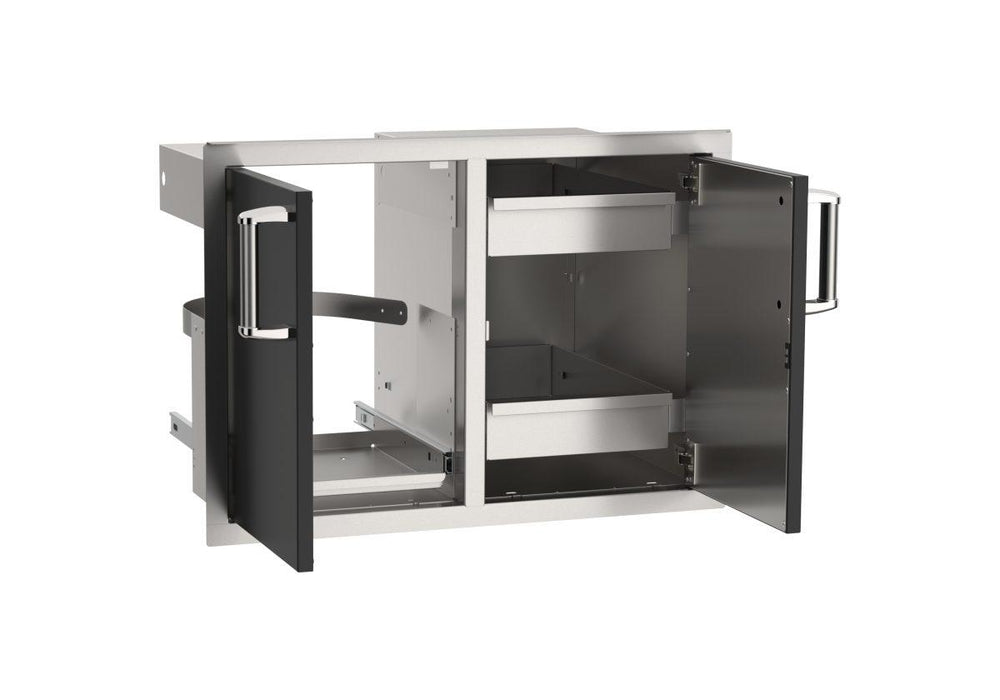Fire Magic 30" 53930BSC-12 Echelon Black Double Access Door w/ Dual Drawers And Trash Bin Storage