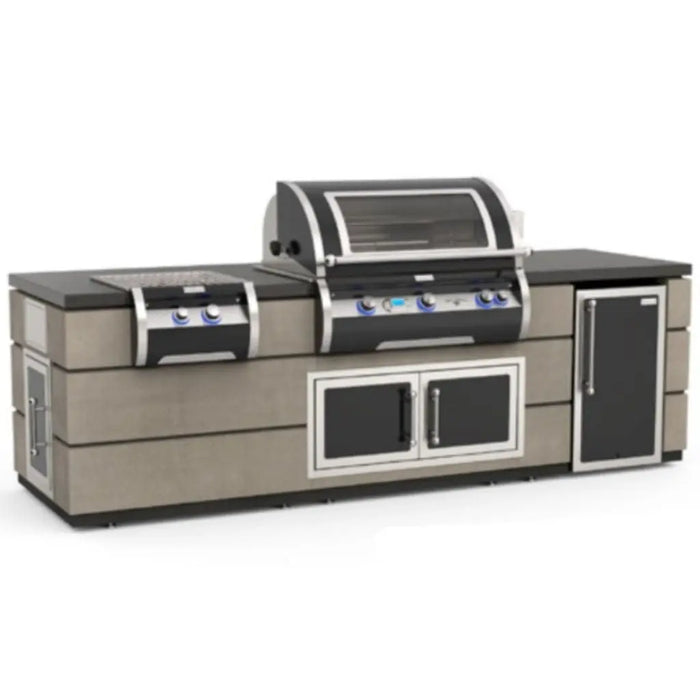 Fire Magic 115" Contemporary Pre-Fab GFRC Island w/ Polished Black Lava Counter Fire Magic