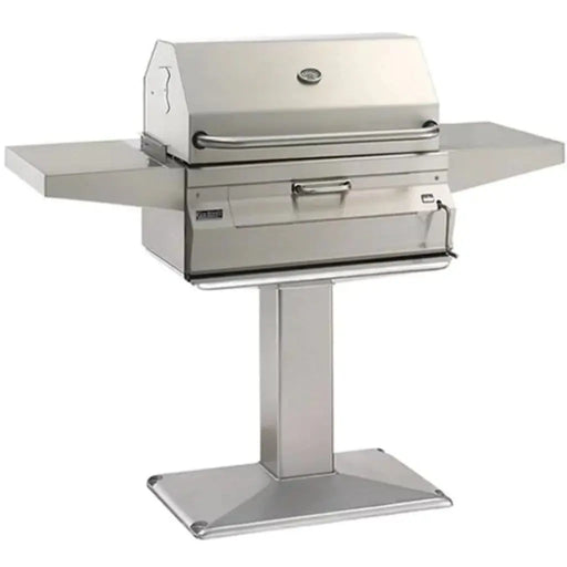 Fire Magic 24" 22-SC01C-P6 Legacy Charcoal Grill On Patio Post w/ Analog Thermometer Fire Magic