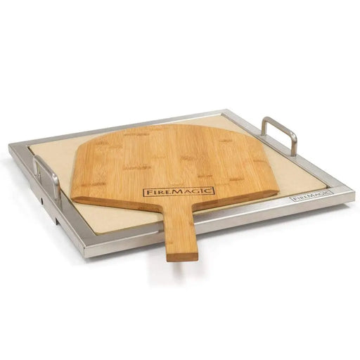 Fire Magic 3514 Pizza Stone Kit w/ Wooden Pizza Peel Fire Magic