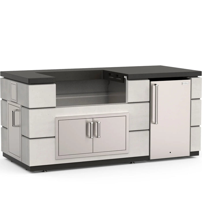 Fire Magic 77" Contemporary Pre-Fab Island Bundle With White Aspen Base Finish and Polished Black Lava Counter Fire Magic