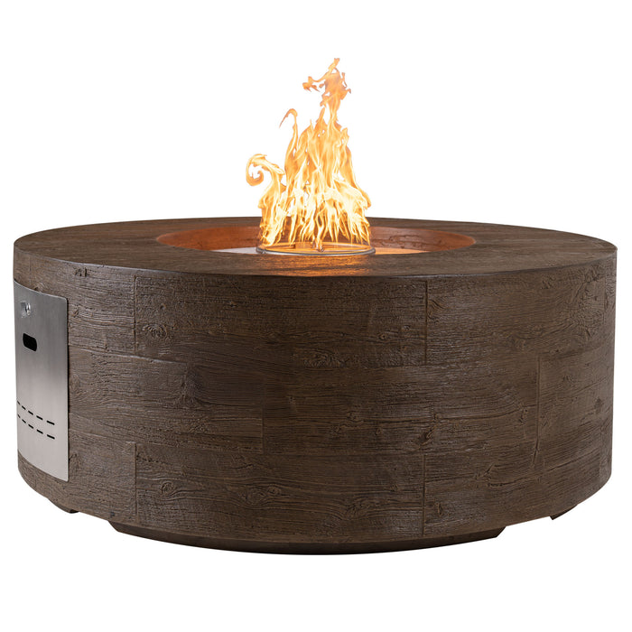 The Outdoor Plus OPT-SEQWG4224 Sequoia 42" x 24" Tall Wood Grain Round Gas Fire Pit