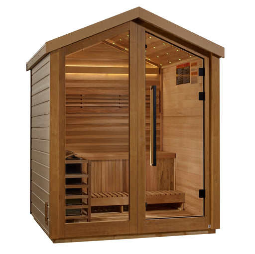 Golden Designs Savonlinna 3 Person Outdoor Traditional Sauna - Canadian Red Cedar Interior Golden Design Saunas