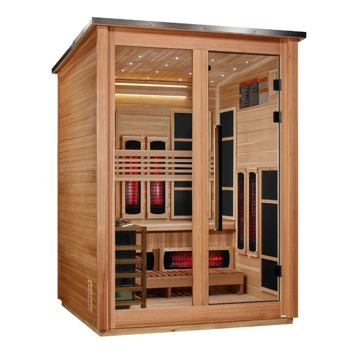 Golden Designs Loviisa 3 Person Hybrid Outdoor Sauna (Full Spectrum IR or Traditional Stove) - Pacific Cedar Finish Golden Design Saunas