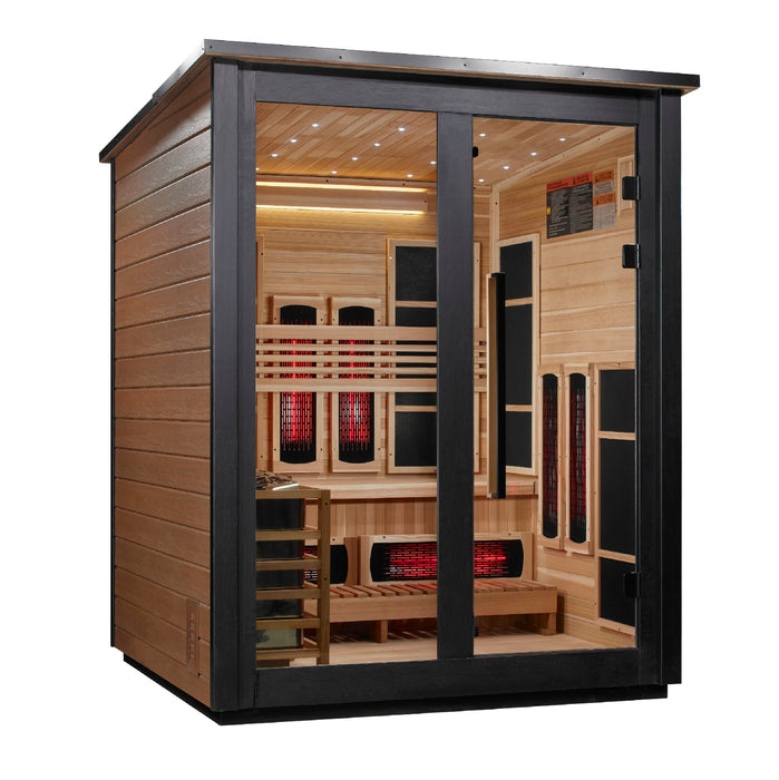Golden Designs Loviisa 3 Person Hybrid Outdoor Sauna (Full Spectrum IR or Traditional Stove) - 2 Tone Finish Golden Design Saunas