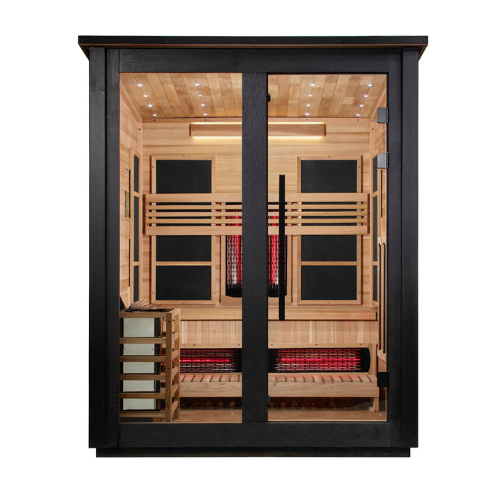 Golden Designs Loviisa 3 Person Hybrid Outdoor Sauna (Full Spectrum IR or Traditional Stove) - 2 Tone Finish Golden Design Saunas